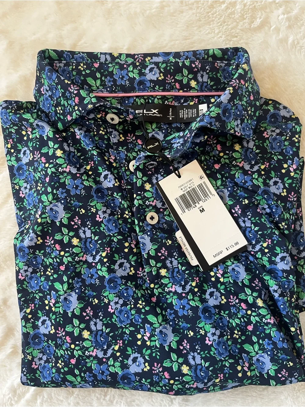 RLX Ralph Lauren Blue Floral Short-Sleeve Polo NWT